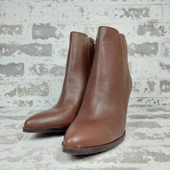 NEW Blondo Reese Waterproof Brown Leather Block Heel Ankle Boots X250 - Picture 2 of 12